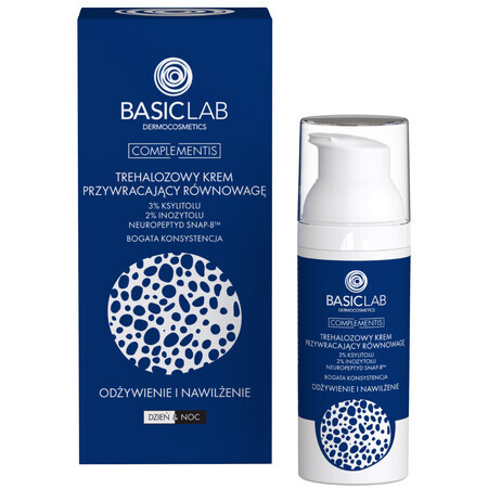 BasicLab Complementis, Trehalosewiederherstellungscreme mit Xylit 3%, Pflege und Hydratation, 50 ml