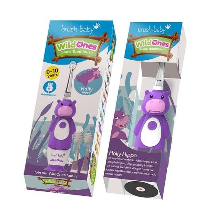 Hippo Wild Ones Rechargeable Electric Toothbrush, Brush Baby