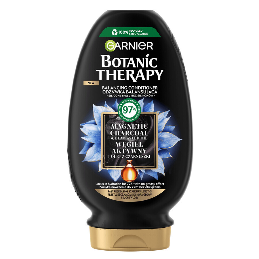 Garnier Botanic Therapy, balancing conditioner for dry hair and oily scalp, activated carbon, 200 ml