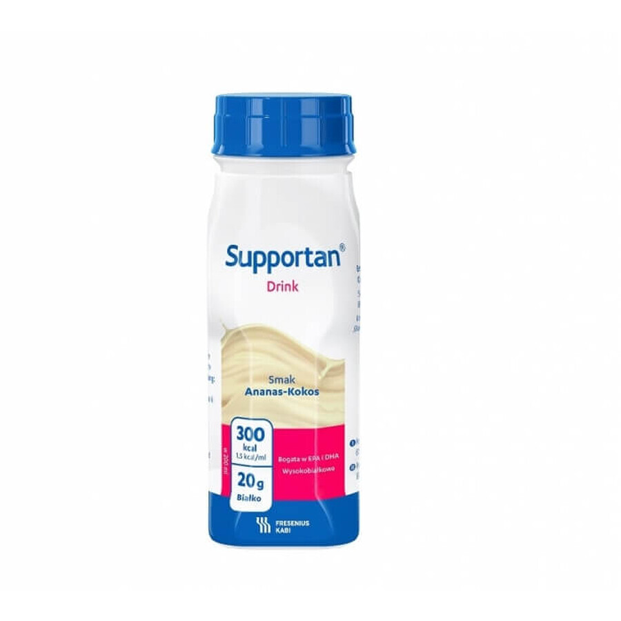 Supportan Drink, préparation nutritionnelle, saveur ananas et noix de coco, 4 x 200 ml