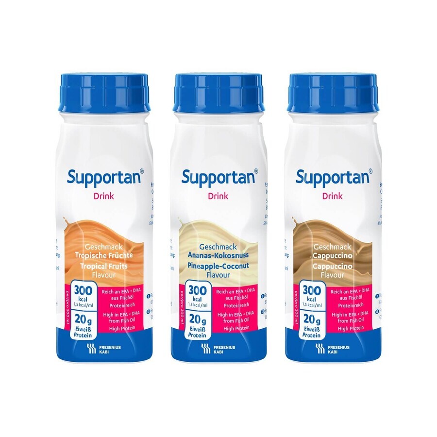 Supportan Drink, préparation nutritionnelle, saveur ananas et noix de coco, 4 x 200 ml