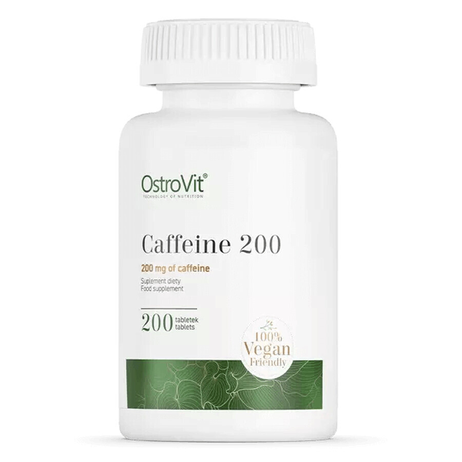 OstroVit Caffeine 200, cafeína 200 mg, 200 comprimidos