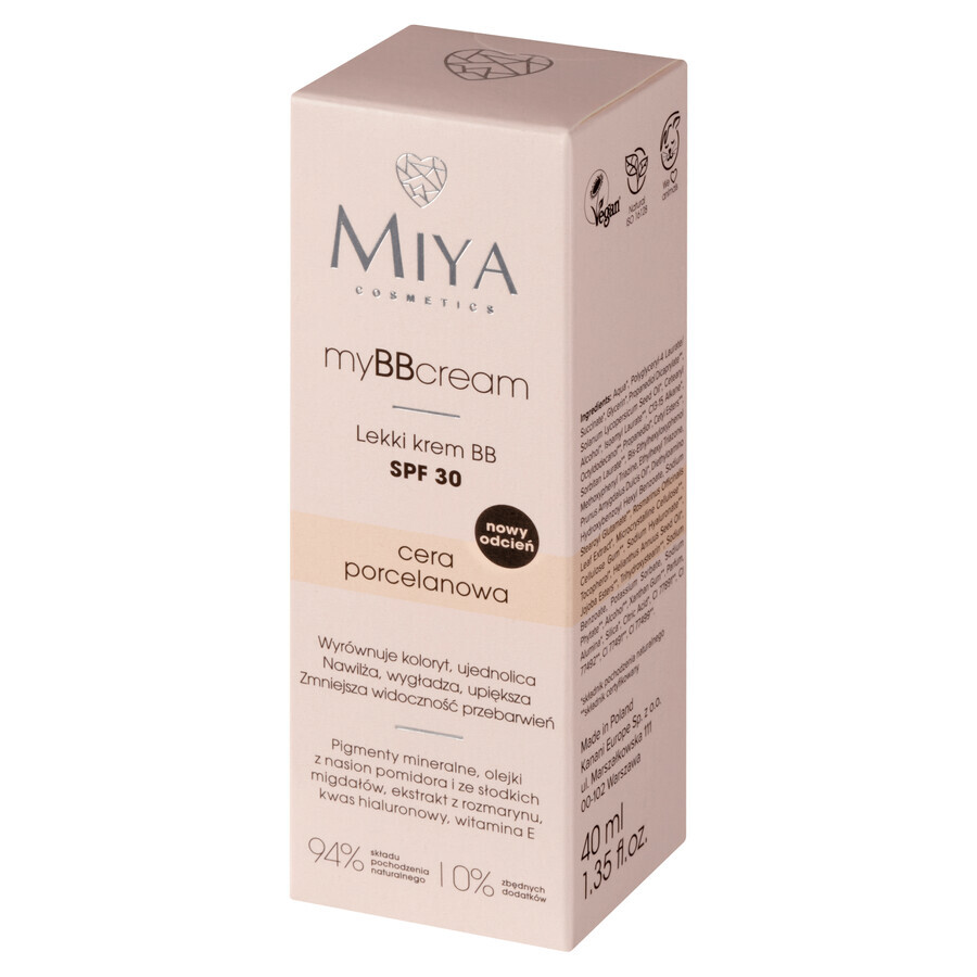 Miya myBBcream, leichte BB-Creme, Porzellanteinteint, SPF30, 40 ml 