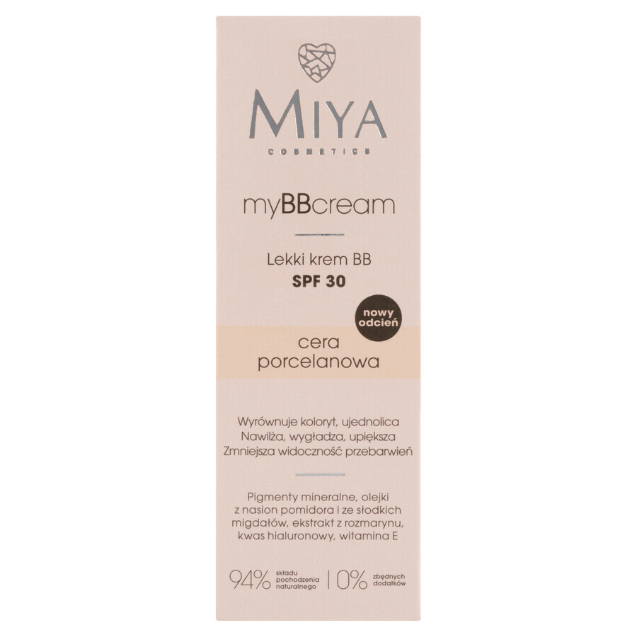 Miya myBBcream, leichte BB-Creme, Porzellanteinteint, SPF30, 40 ml 