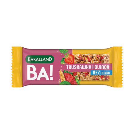 Bakalland BA! Baton de cereale, căpșuni și quinoa, fără zahăr adăugat, 30 g