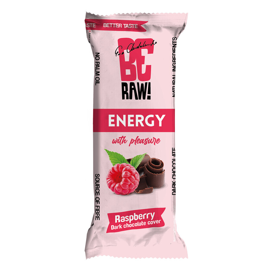 BeRAW! Energy, baton energetic, zmeură, ciocolată neagră, 40g