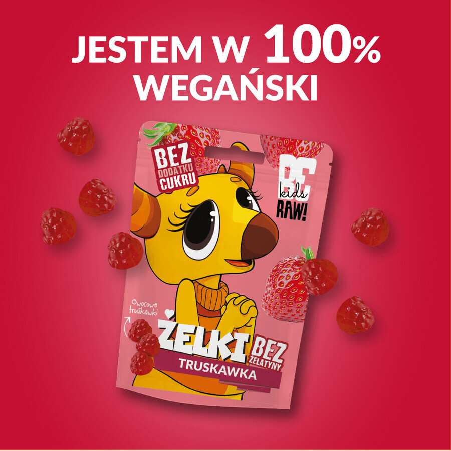 BeRAW! Kids, Jelly Beans, Erdbeere, ohne Zuckerzusatz, 35 g