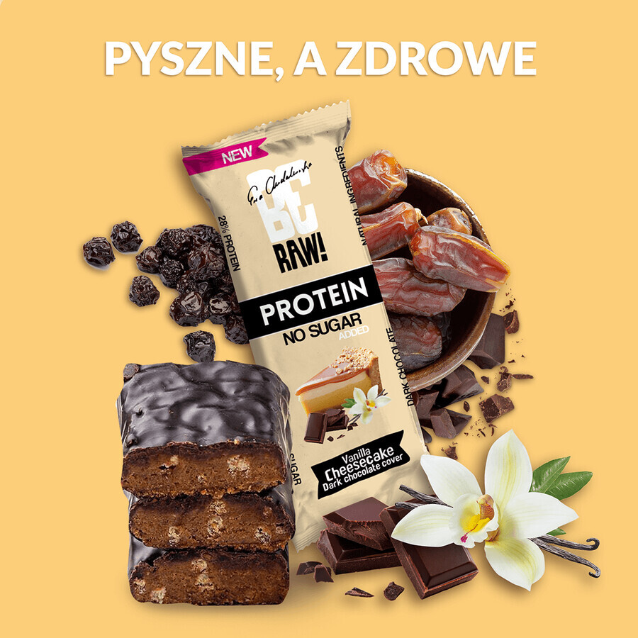 BeRAW! Protein, baton proteic, cheesecake vanilie, fără zahăr adăugat, 40 g