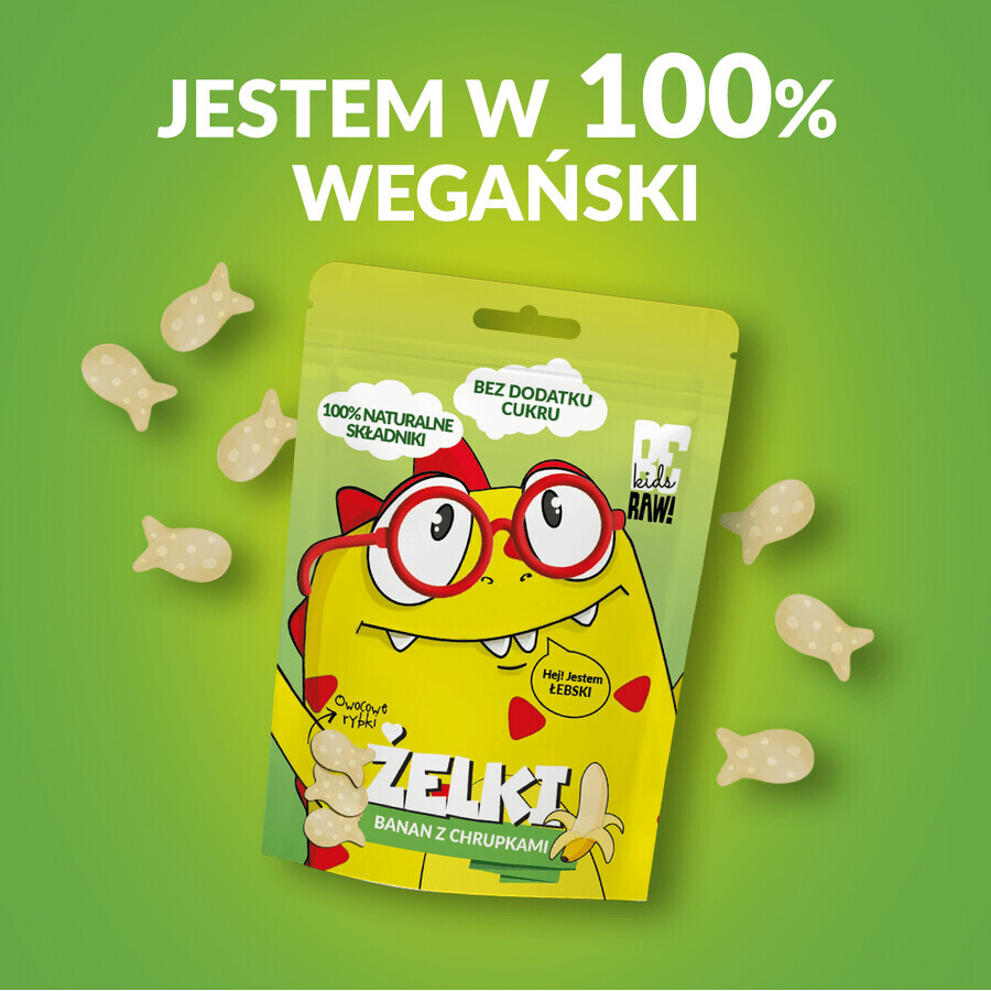 BeRAW! Kids, jeleuri, banane cu chipsuri, fără zahăr adăugat, 35 g