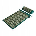 4Fizjo Acupressure Mat, esterilla de acupresión con cojín, 68 cm x 42 cm, verde-dorado