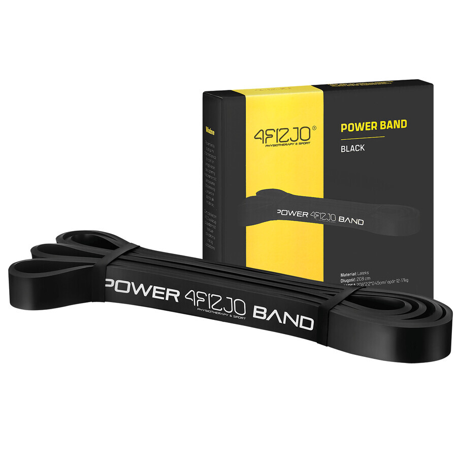 4Fizjo Power Band, Widerstandsband für Übungen, schwarz, 12-17 kg