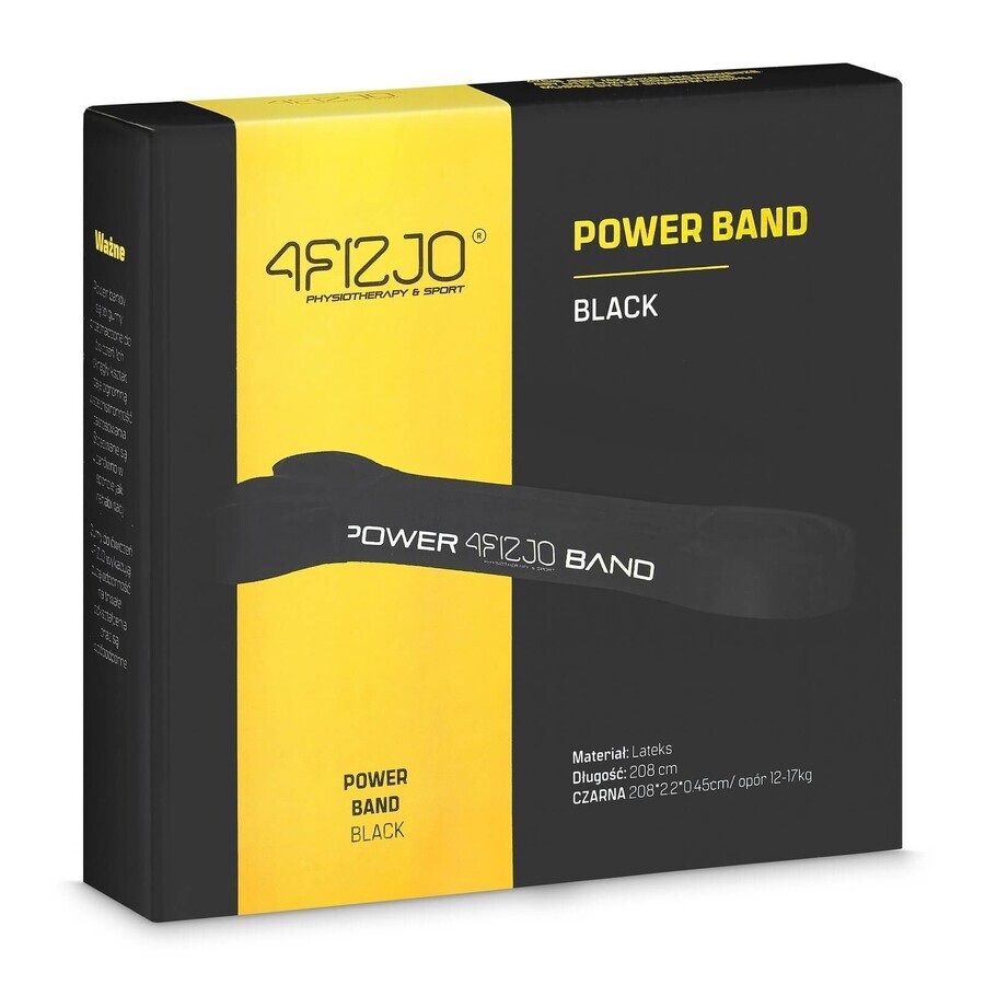 4Fizjo Power Band, Widerstandsband für Übungen, schwarz, 12-17 kg