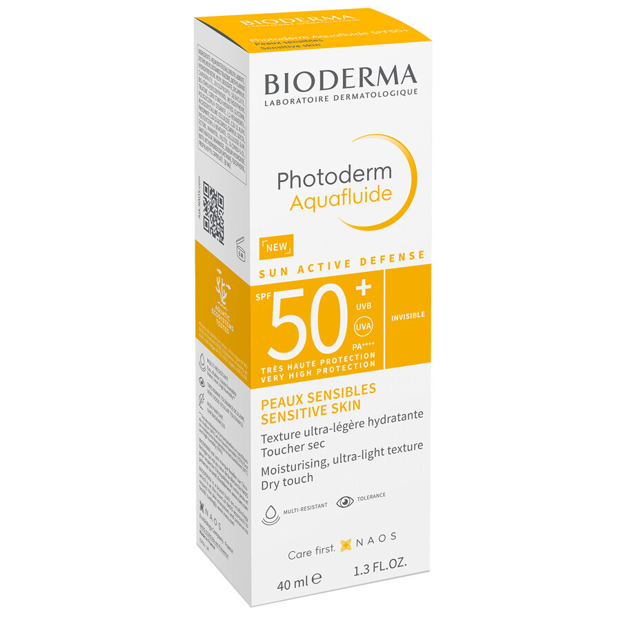 Bioderma Photoderm Aquafluide, protezione solare ultraleggera per pelli normali, trasparente, SPF 50+, 40 ml