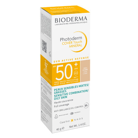 Bioderma Photoderm Cover Touch Mineral, opaque mineral fluid, very light, SPF 50+, 40 g