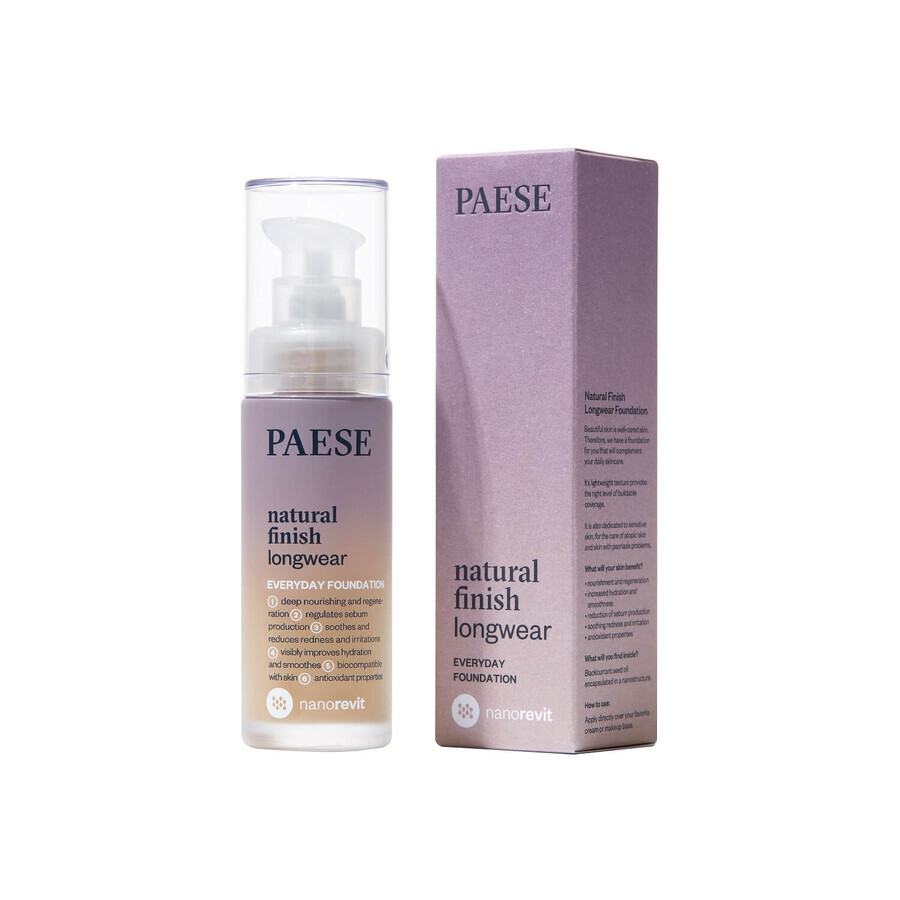 Paese Nanorevit, fond de ten de lungă durată cu un finisaj natural, 03 Sand, 30 ml