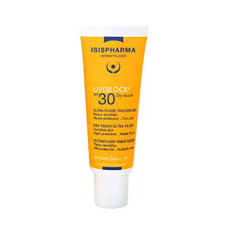 IsisPharma Uveblock Dry Touch, fluido protector ultraligero, SPF 30, 40 ml