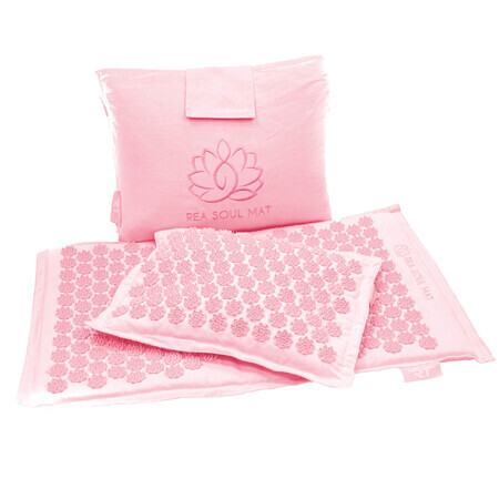 Rea Soul Mat, tapis d'acupression avec coussin, lin, rose + sac gratuit