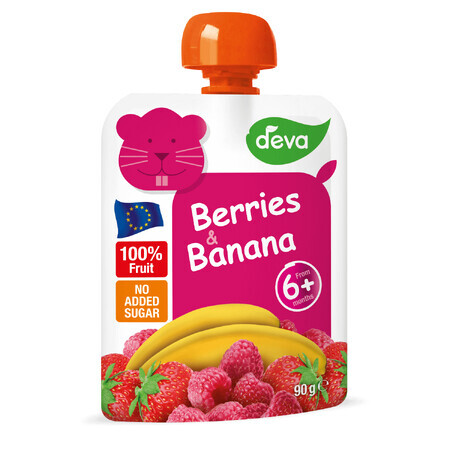 Deva Fruchtmousse, Beeren und Banane, nach 6 Monaten, 90 g