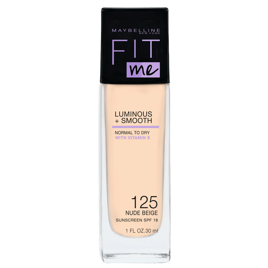 Maybelline Fit Me ! Luminous and Smooth, fond de teint illuminateur, No. 125 Nude, 30 ml