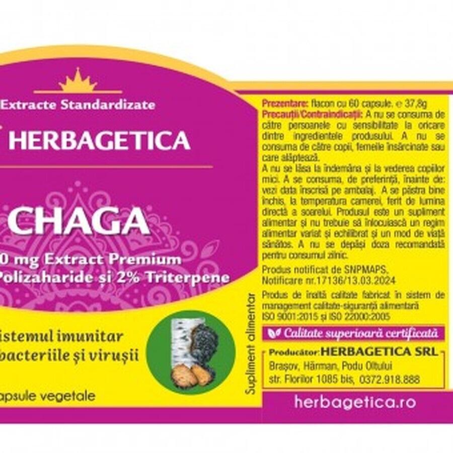 Herbagetica Chaga x 60 cps
