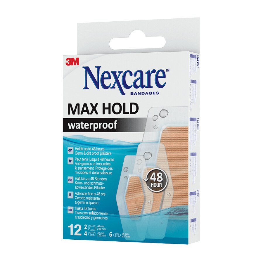 MAX HOLD wasserdichte Pflaster, 12 Stück, Nexcare