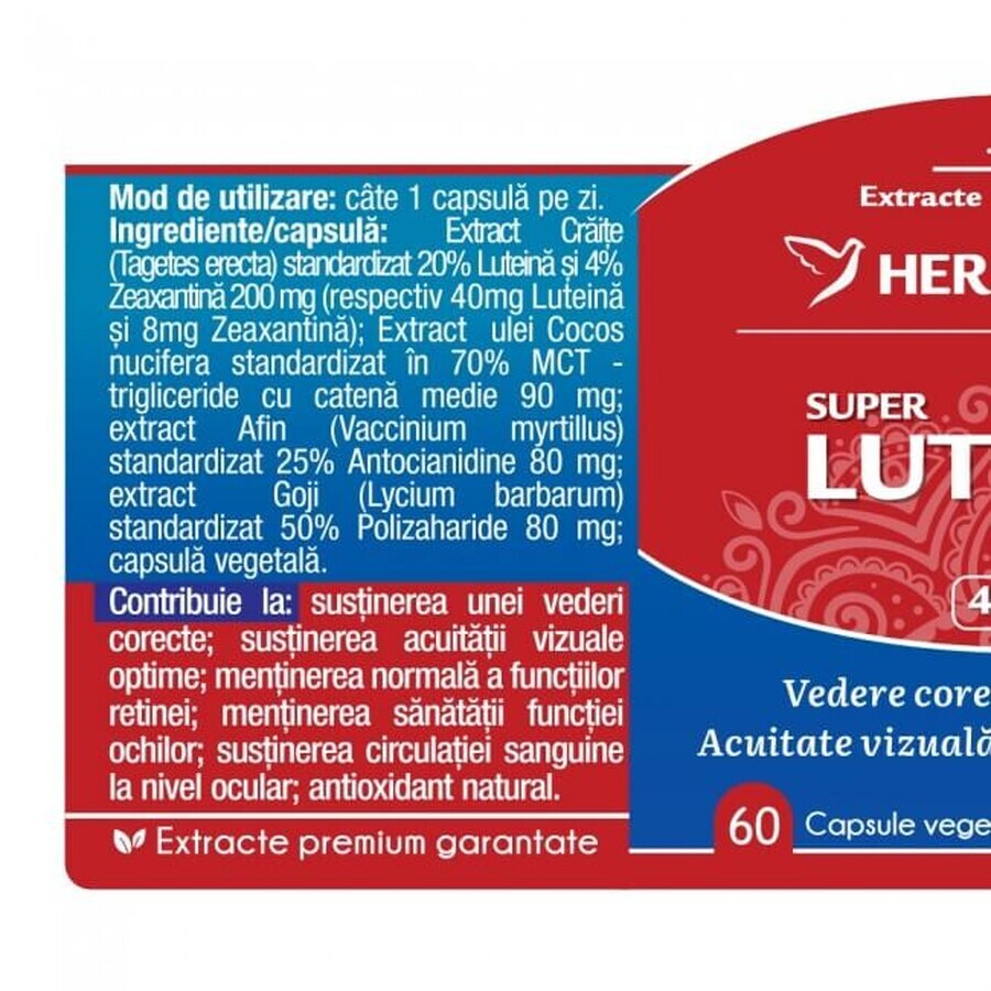 Herbagetica Super Lutein Zeaxanthin x 60 cps