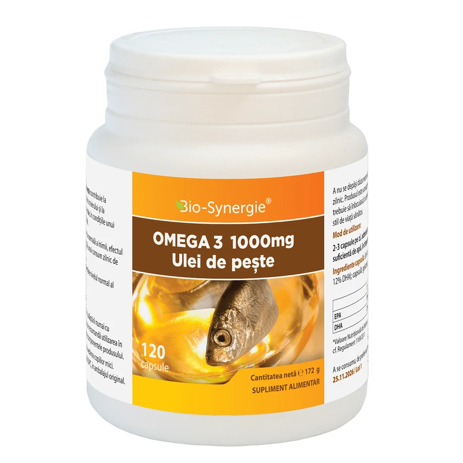 Omega 3 Fischöl, 1000 mg, 120 Kapseln, Bio Synergie