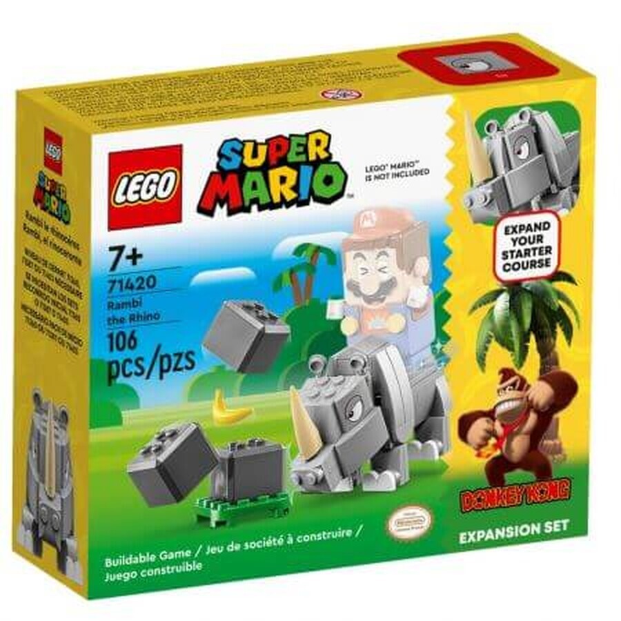 Rambi Rhino Erweiterungsset, ab 7 Jahren, 71420, Lego Super Mario