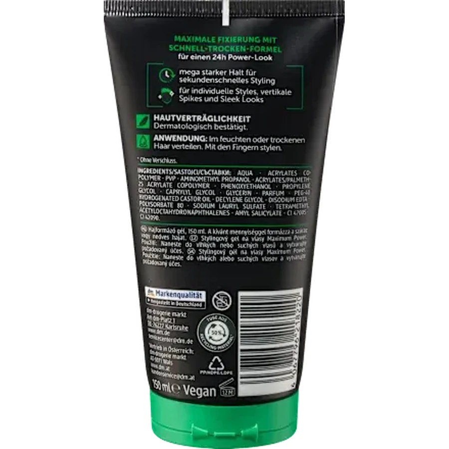 Balea MEN Haargel Maximum Power, 150 ml
