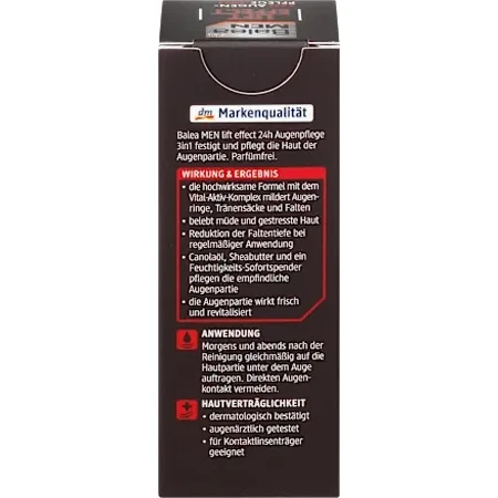 Balea MEN Lift Effect Augencreme 24h 3in1, 15 ml