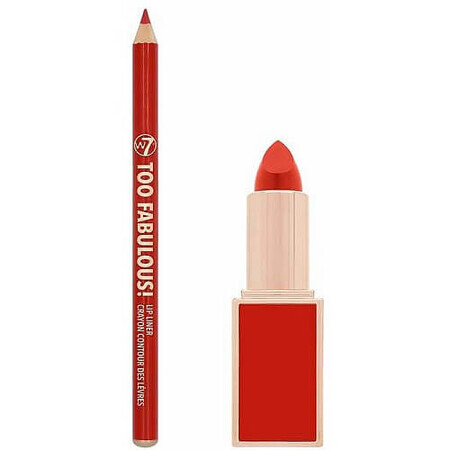 Lippenstift und Lippenstift-Set, W7, Too Fabulous Lip Kit, Rot