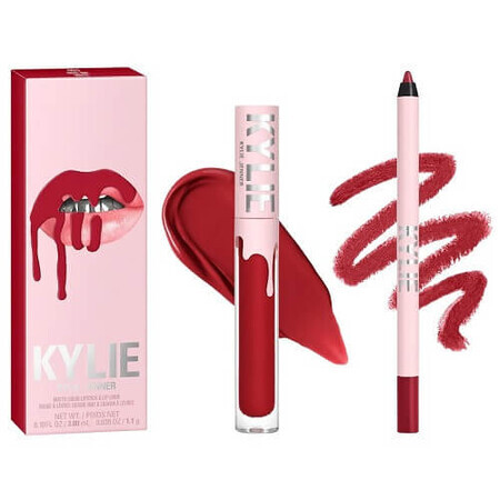 Set ruj de buze si creion, Kylie, Matte Lip Kit, 403 Bite Me