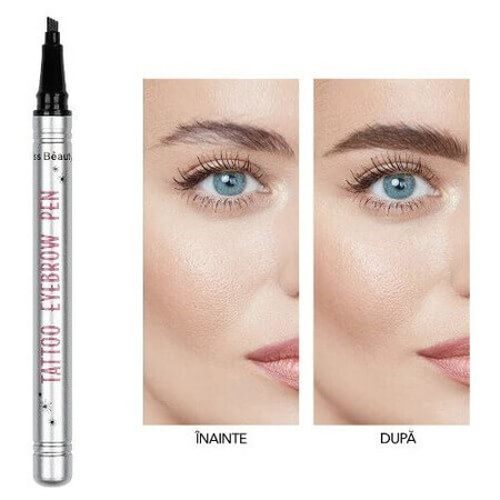 Augenbrauenstift mit Microblading-Effekt, Kiss Beauty, Tattoo Eyebrow Pen, 02 Dark Brown