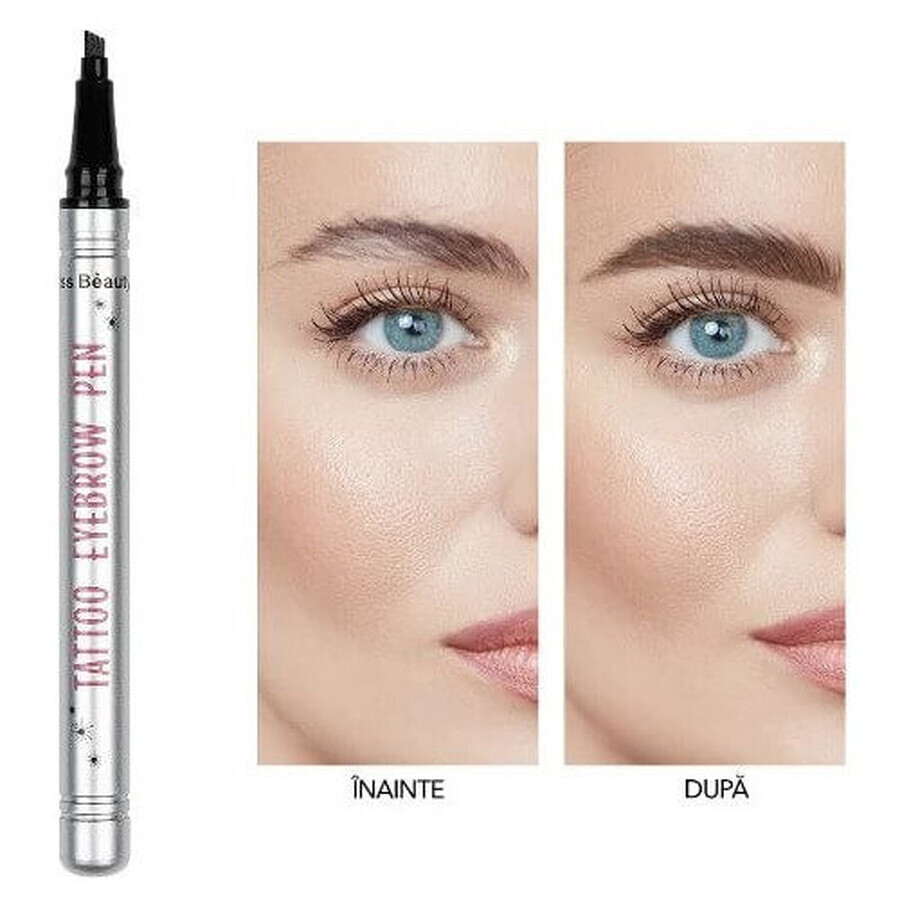 Creion Sprancene cu efect de Microblading, Kiss Beauty, Tattoo Eyebrow Pen, 02 Dark Brown