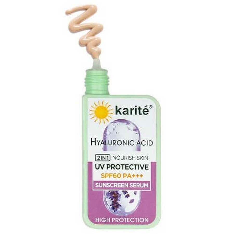 Sonnenschutz-Gesichtsserum, Sheabutter, Hyaluronsäure, SPF 60, hoher Schutz, 60 ml