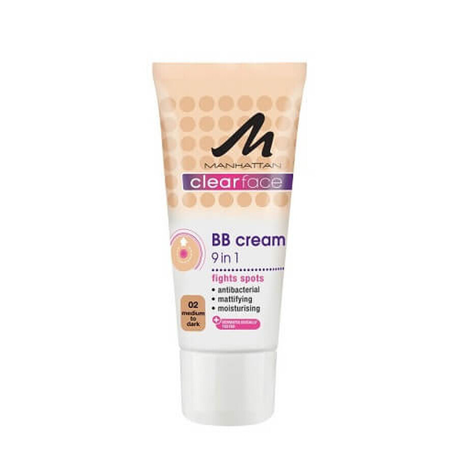 Foundation BB Cream, Manhattan, Clearface, 02 Mittel bis Dunkel, 25 ml