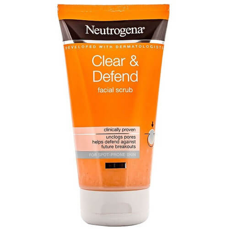 Gesichtspeeling für zu Unreinheiten neigende Haut, Neutrogena, Clear &amp; Defend, 150 ml