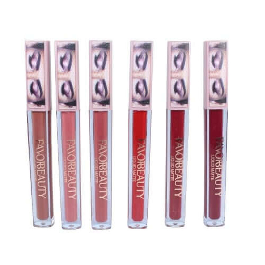 6er-Set matte Lippenstifte, FavorBeauty, Liquid Matte, 01