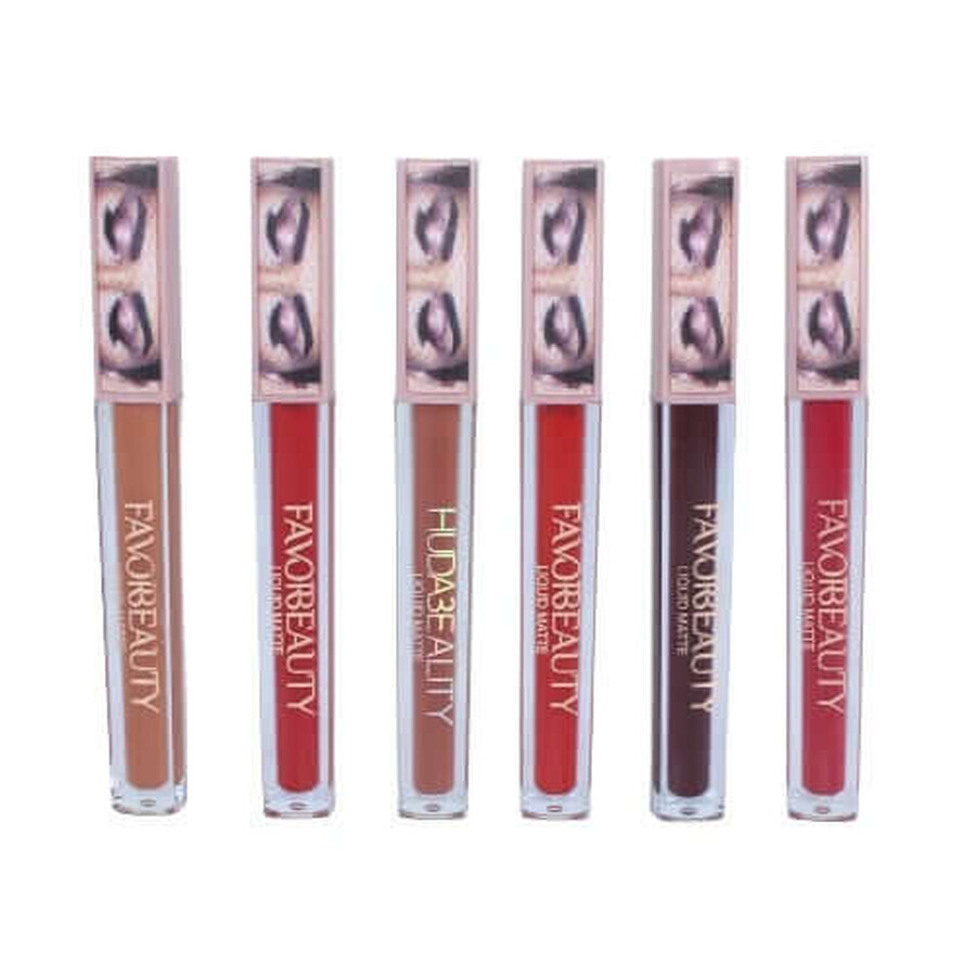 6er-Set matte Lippenstifte, FavorBeauty, Liquid Matte, 02