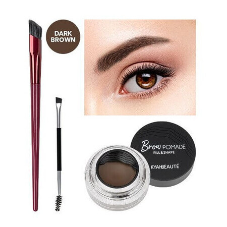 Augenbrauen-Makeup-Set, Kyahbeaute, 2 Applikationspinsel, Augenbrauenpomade, 02 Dunkelbraun