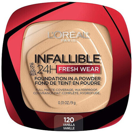 Gesichtspuder, Loreal, Infallible 24H Fresh Wear, Foundation in einem Puder, 120 Vanille, 9 g