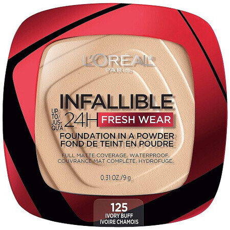 Gesichtspuder, Loreal, Infallible 24H Fresh Wear, Foundation in einem Puder, 125 Ivory Buff, 9 g