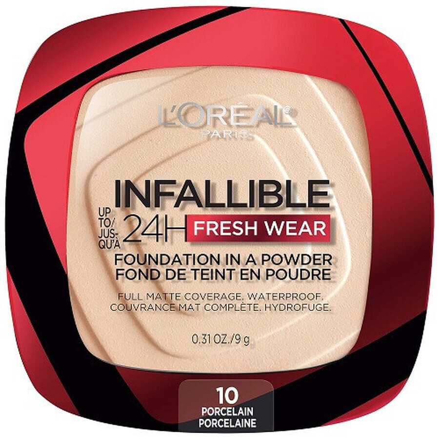 Gesichtspuder, Loreal, Infallible 24H Fresh Wear, Foundation in einem Puder, 10 Porzellan, 9 g