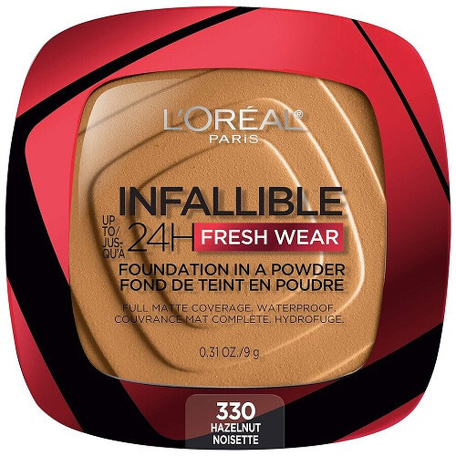 Pudra de fata, Loreal, Infallible 24H Fresh Wear, Foundation In A Powder, 330 Hazelnut, 9 g