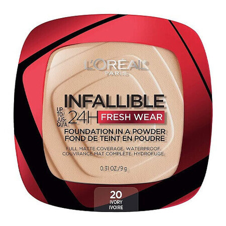 Gesichtspuder, Loreal, Infallible 24H Fresh Wear, Foundation in einem Puder, 20 Elfenbein, 9 g