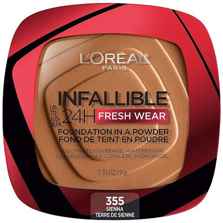 Gesichtspuder, Loreal, Infallible 24H Fresh Wear, Foundation in einem Puder, 355 Siena, 9 g