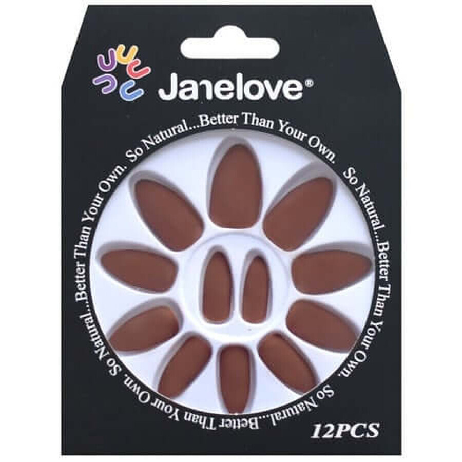 12er Set Janelove Matte Faux Nails, matt, Schokolade