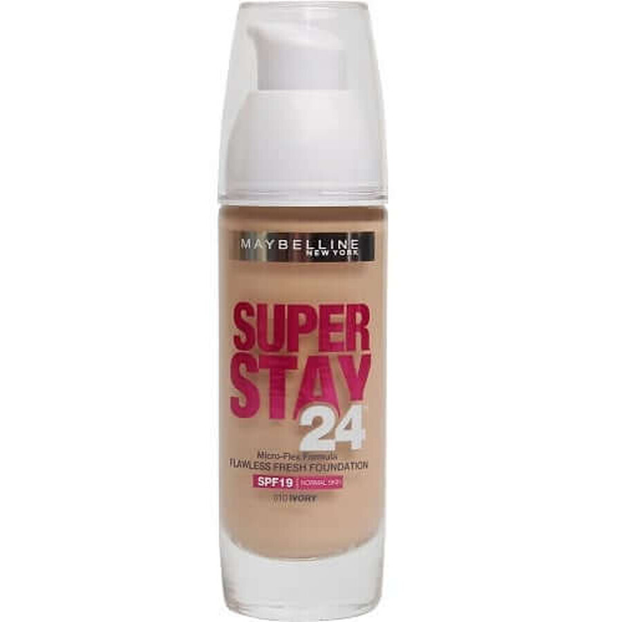 Maybelline Widerstandsfähige Foundation, Superstay 24H, Micro-Flex, SPF19, 010 Elfenbein, 30 ml