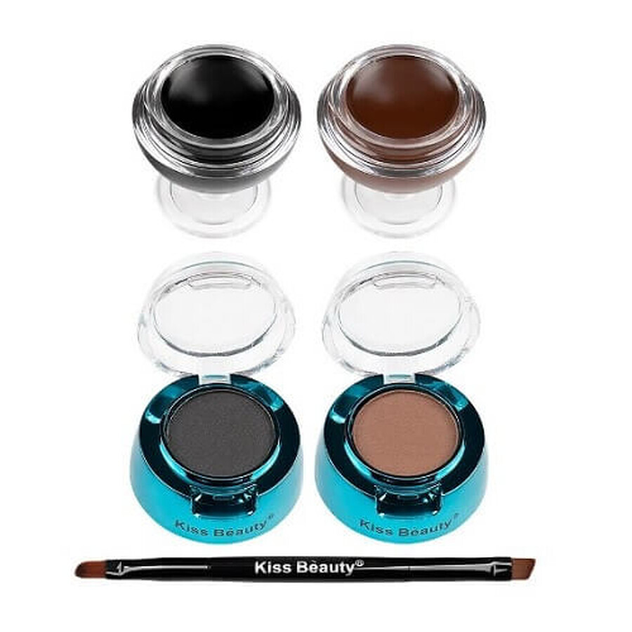 Sprancene Kit, Kiss Beauty, Fit Eye Durable, 2 Sprancene Gel, 2 Sprancene Blushes, Pinsel, Schwarz-Braun