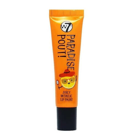 Metallischer Lippenstift, W7, Paradise Pout Juicy, Outrageous Orange, 13 ml